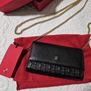 Carolina Herrera Black Crossbody Bag with Gold Chain